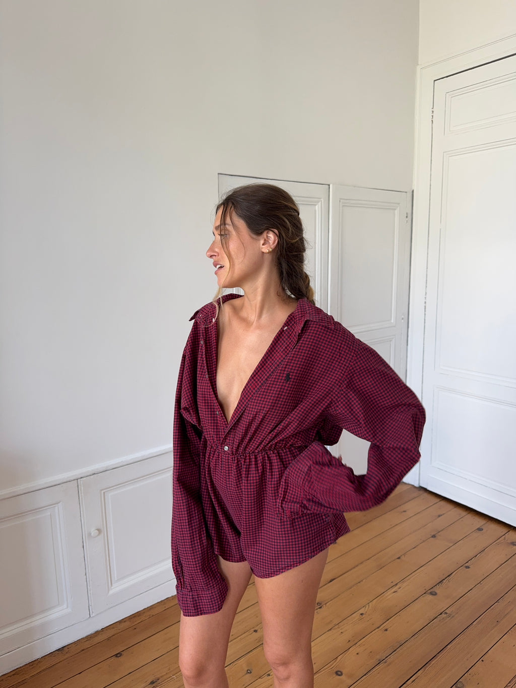 Combinaison upcyclée vichy - XS/S