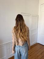Veste courte upcyclée satinée marron clair - XL