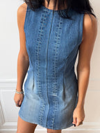 Robe upcyclée dos nu denim