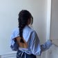 Chemise upcyclée dos nu vichy bleu