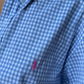 Chemise upcyclée dos nu vichy bleu