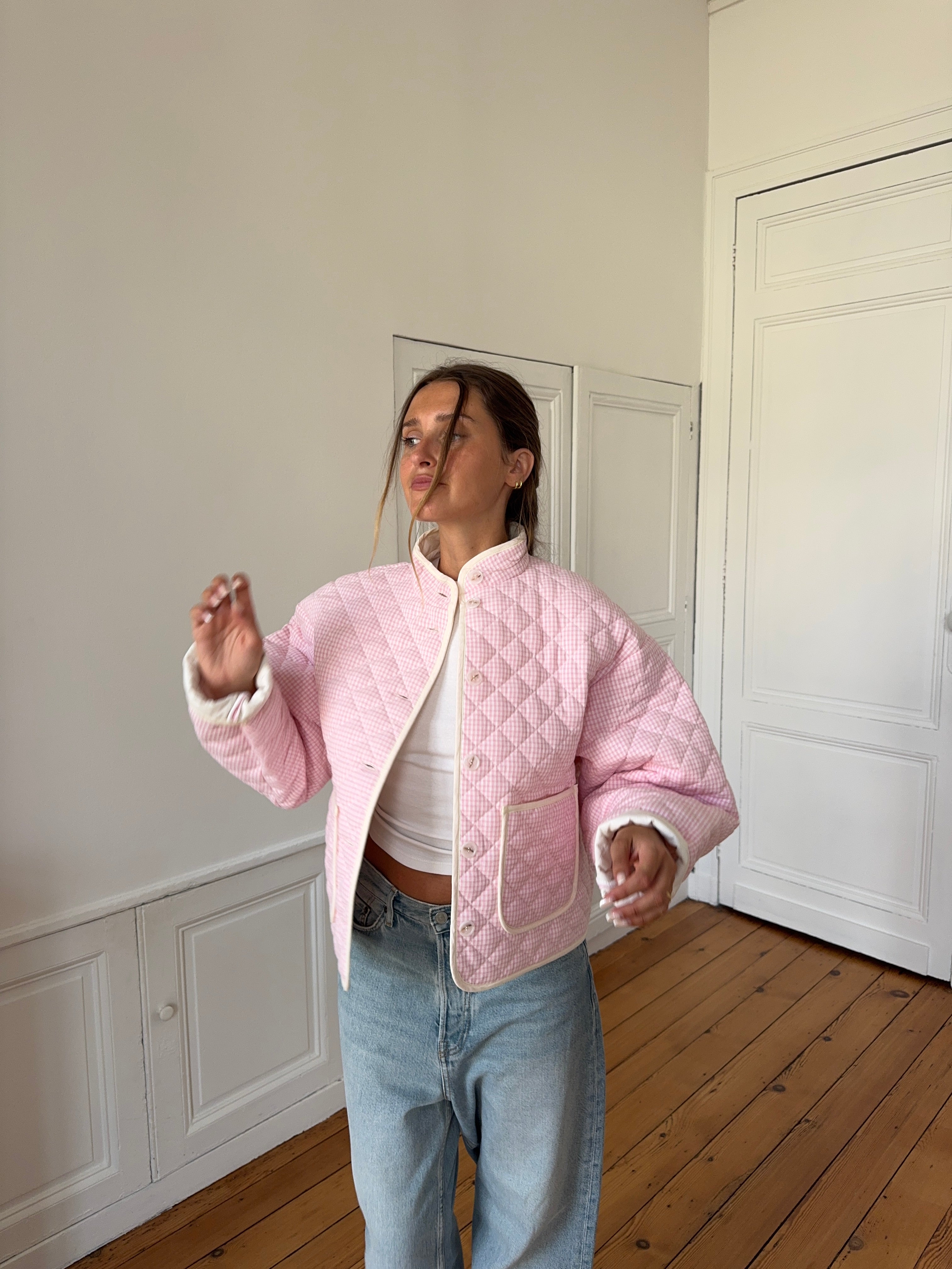 Veste vichy rose