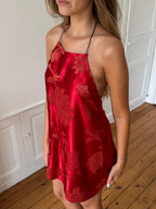 Robe dos nu upcyclée satinée rouge - XS/S