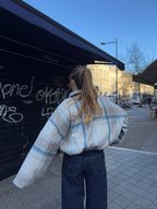 Bomber upcyclé laine à carreaux vintage