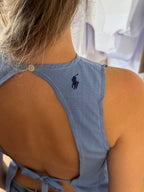 Top dos nu upcyclé bleu