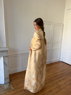 Veste longue upcyclée satinée dorée - S
