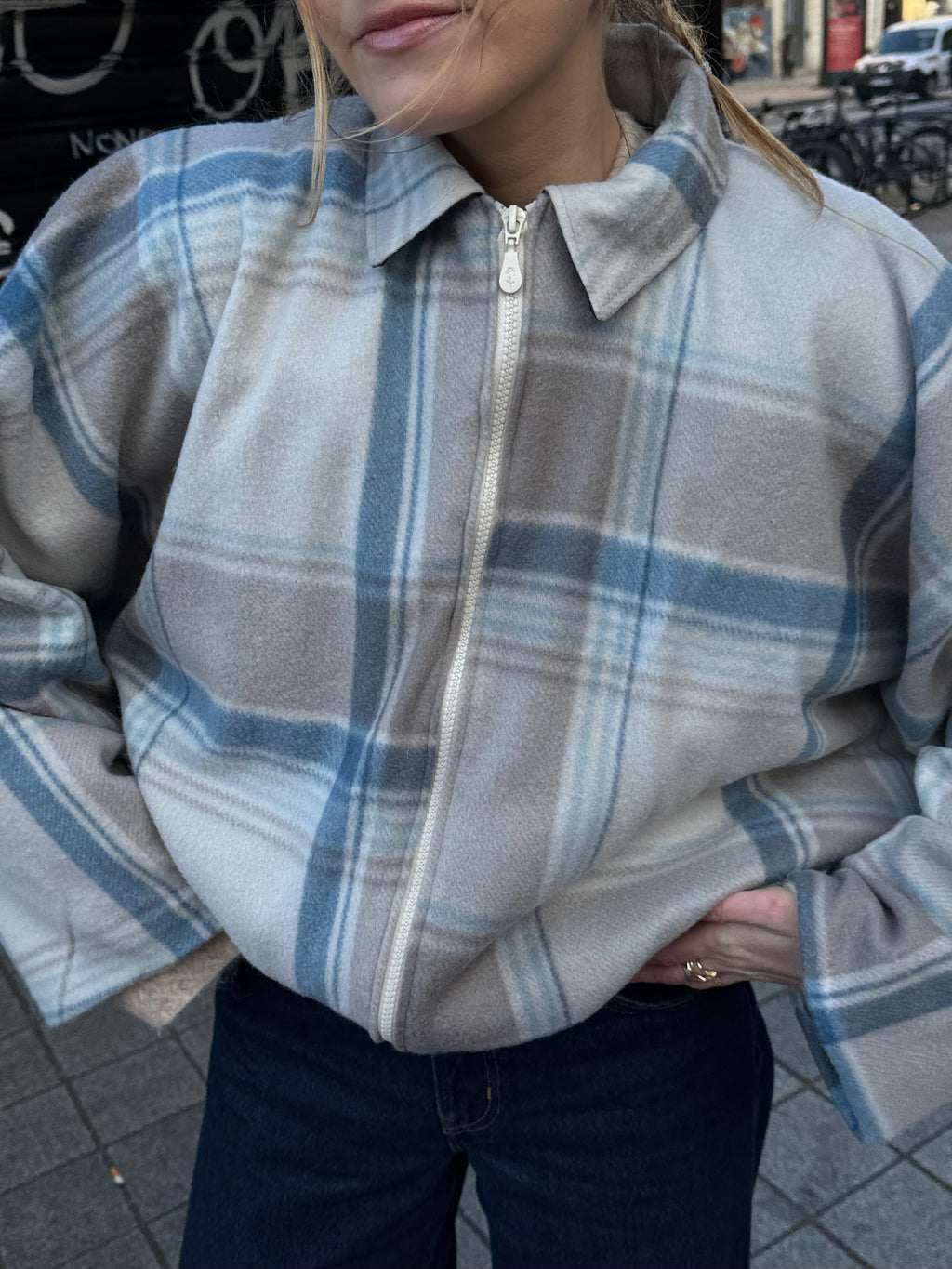 Bomber upcyclé laine à carreaux vintage