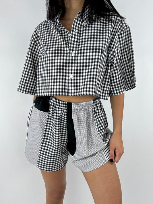 Ensemble upcyclé vichy et patchwork