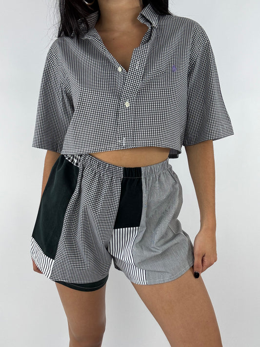 Ensemble upcyclé vichy et patchwork