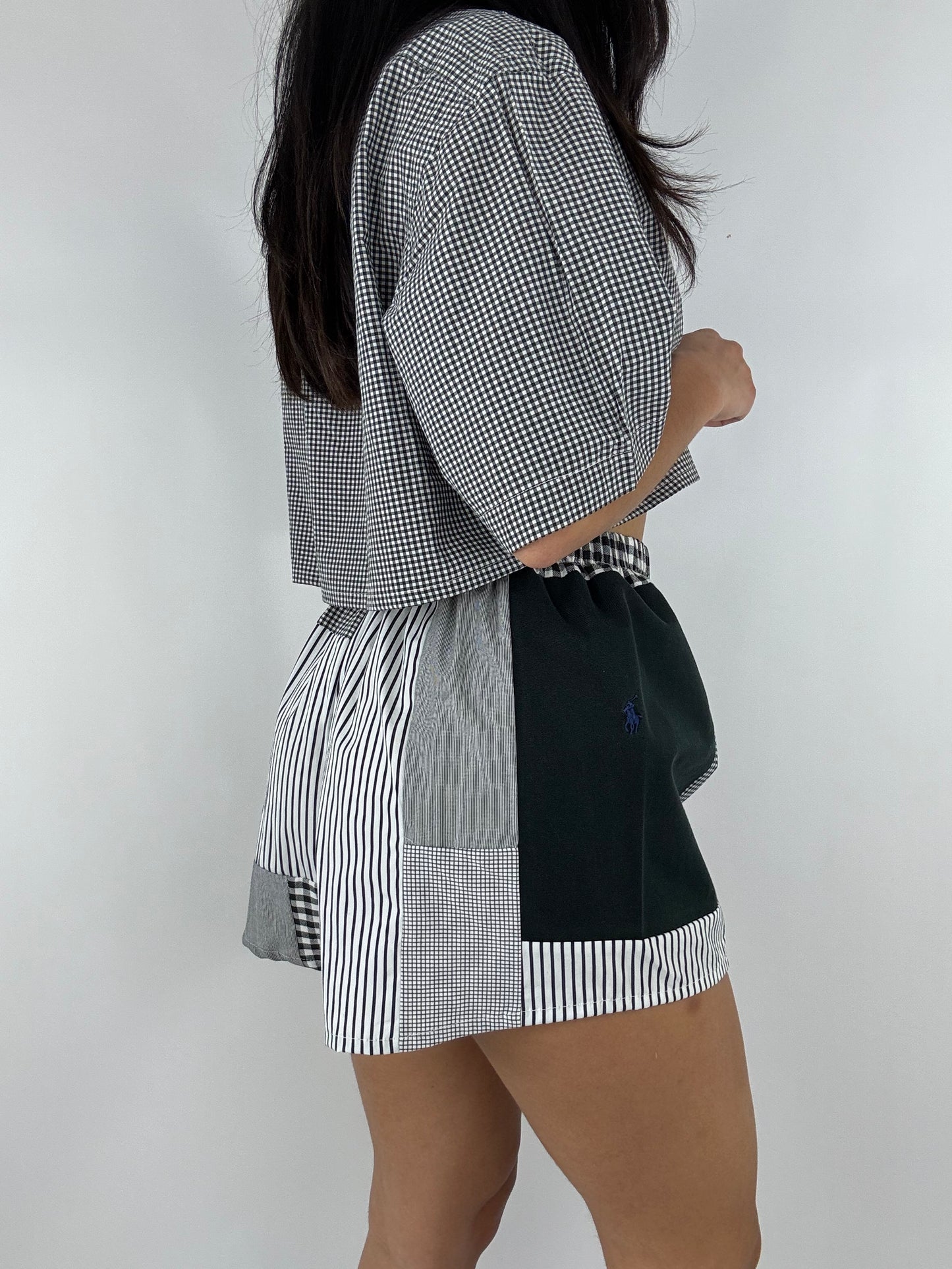 Ensemble upcyclé vichy et patchwork