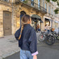 Veste fine denim poches plaquées