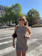 Robe dos nu vichy marron