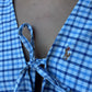 Chemise upcyclée cache-cœur à carreaux bleus