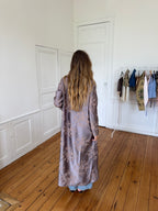 Veste longue upcyclée satinée - M