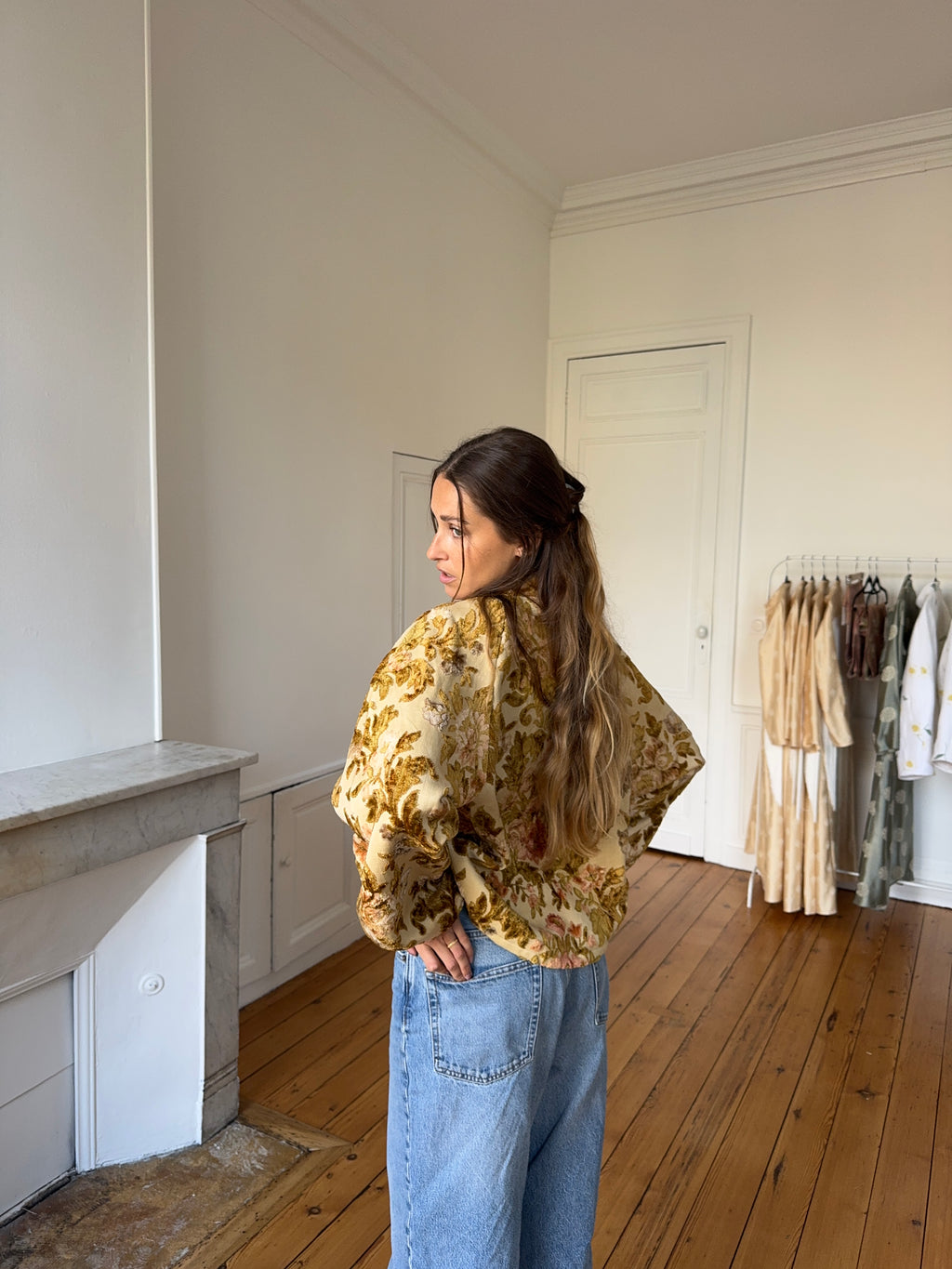 Veste upcyclée à motifs