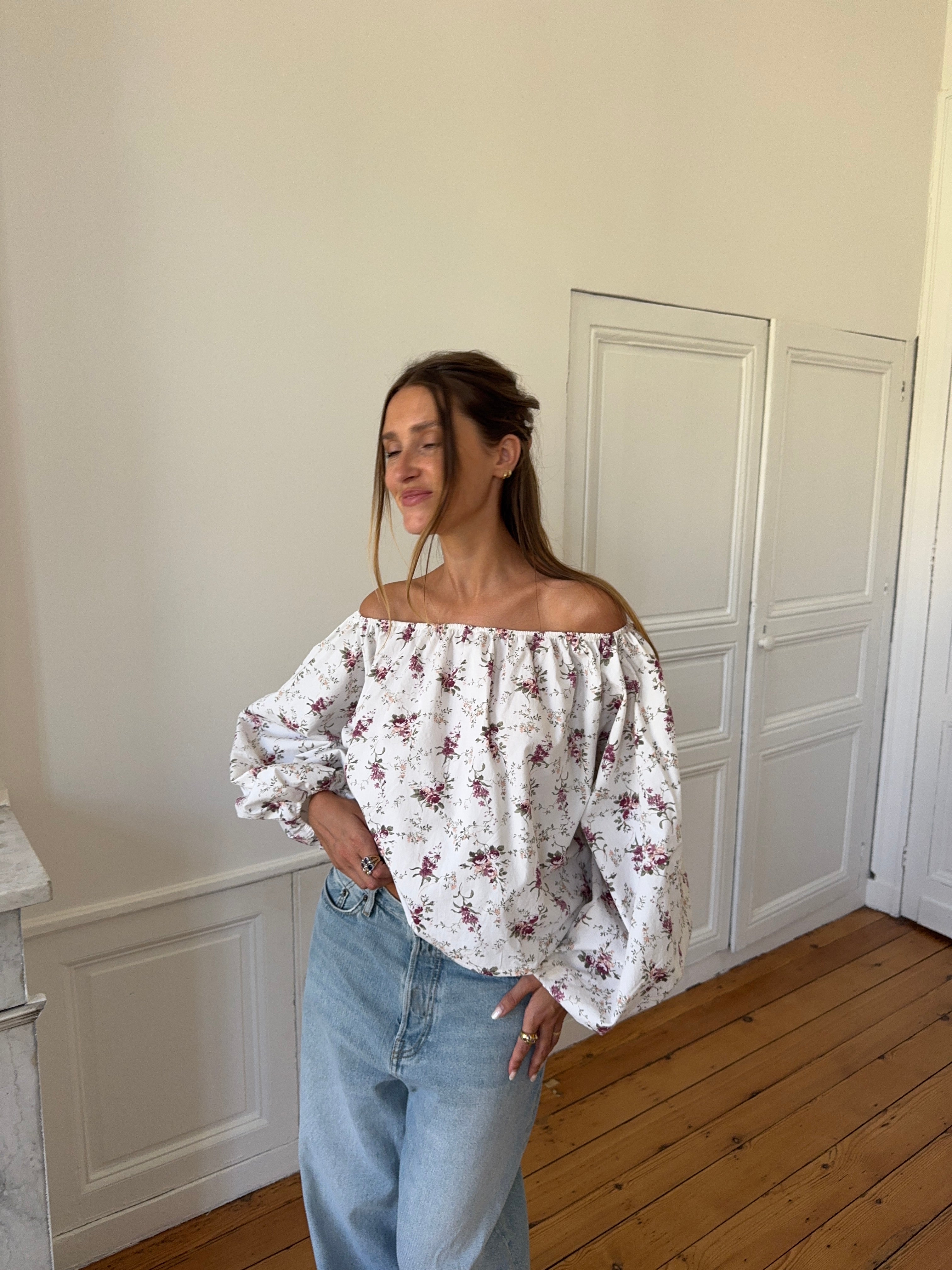 Blouse upcyclée à fleurs - Taille 1