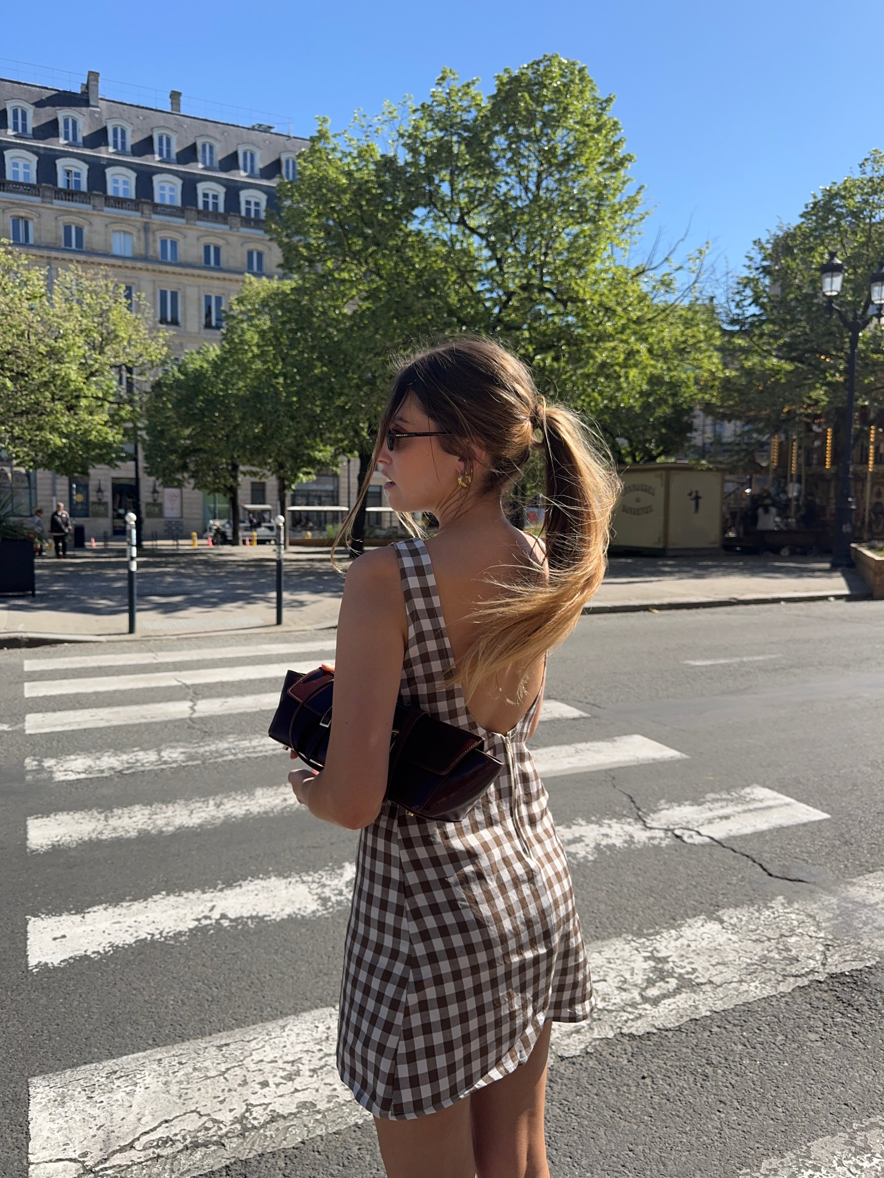 Robe dos nu vichy marron