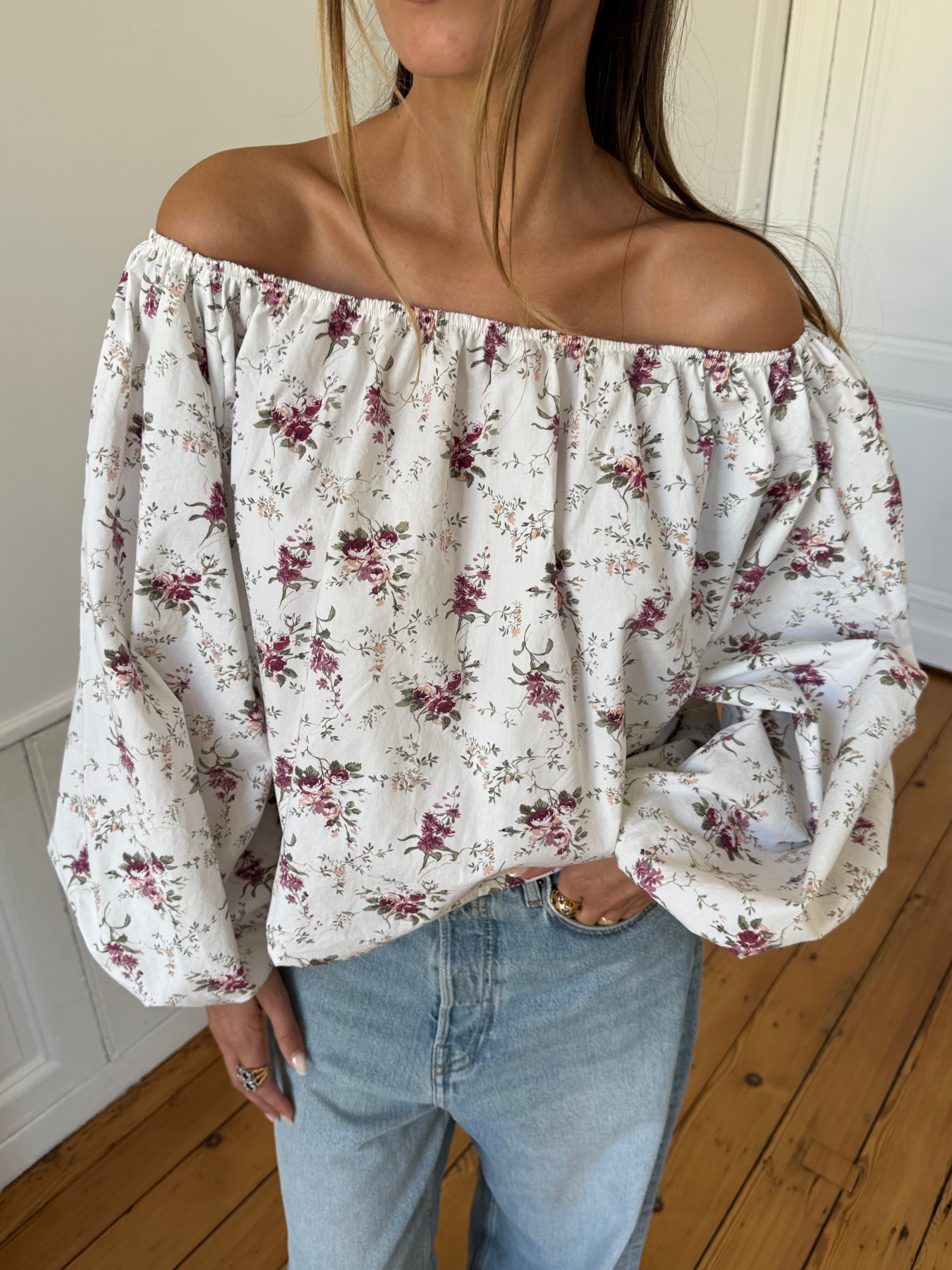 Blouse upcyclée à fleurs - Taille 1