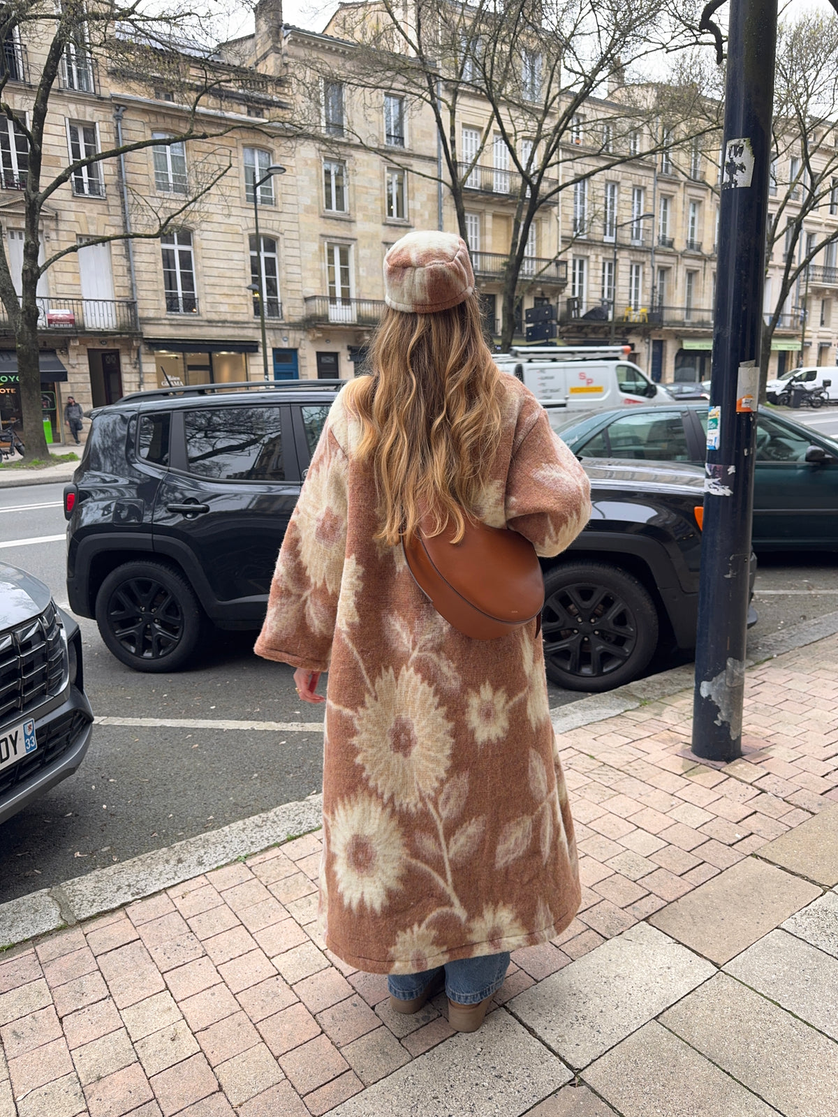 Manteau Long Vintage En Laine Gris - Marque Mansfield, Taille S, Occasion Très Bon état