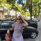 Robe manches ballon vichy bordeaux