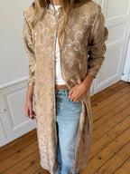 Veste longue upcyclée satinée marron clair - S