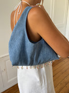 Sac upcyclé denim et perles