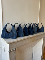 Sac upcyclé denim brut et perles