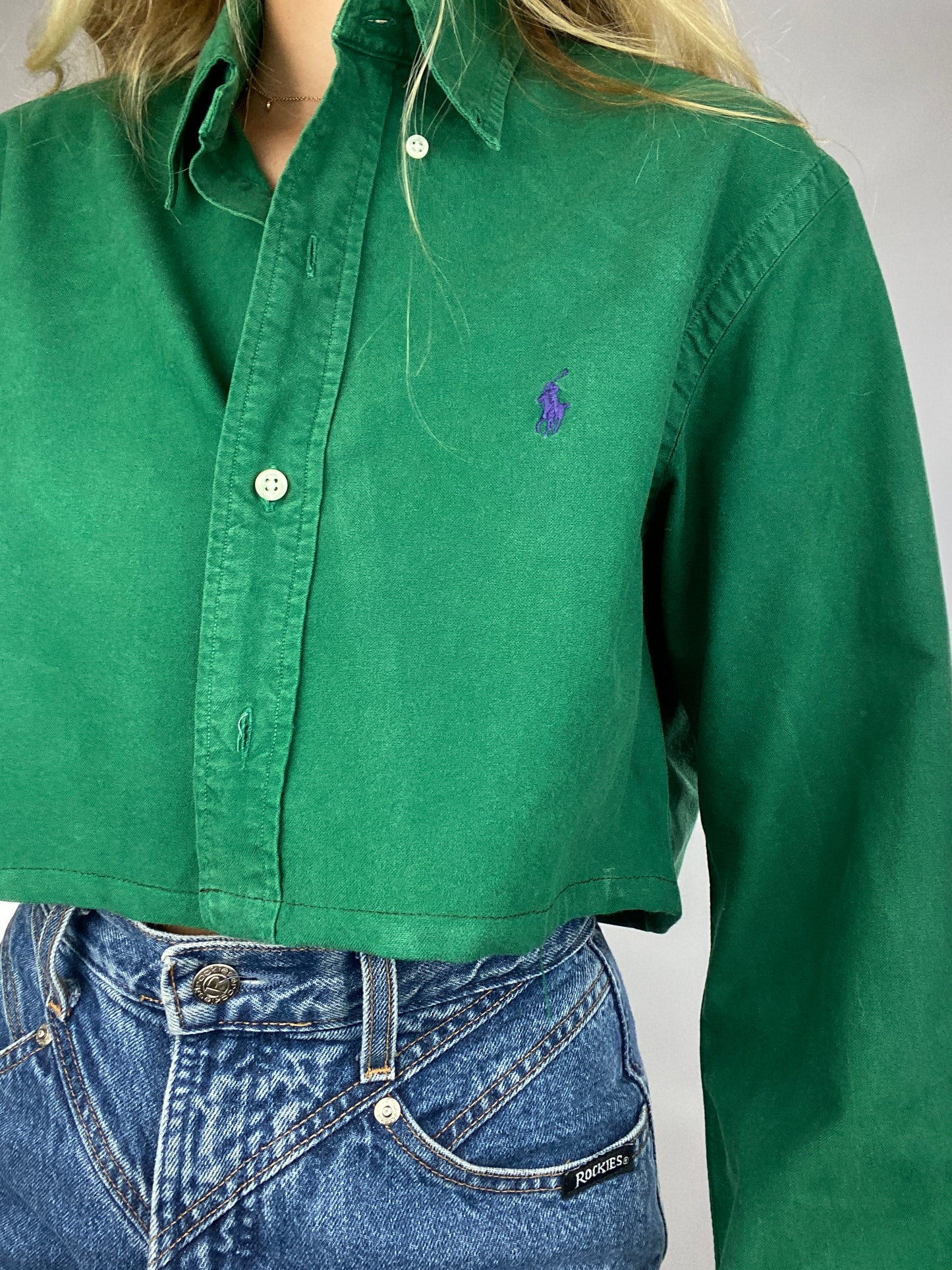 Chemise upcyclée dos nu V vert