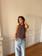 Top dos nu upcyclé marron - XS