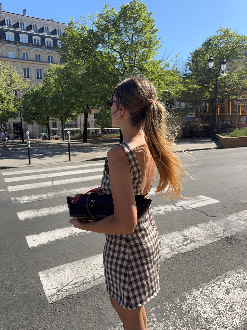 Robe dos nu vichy marron