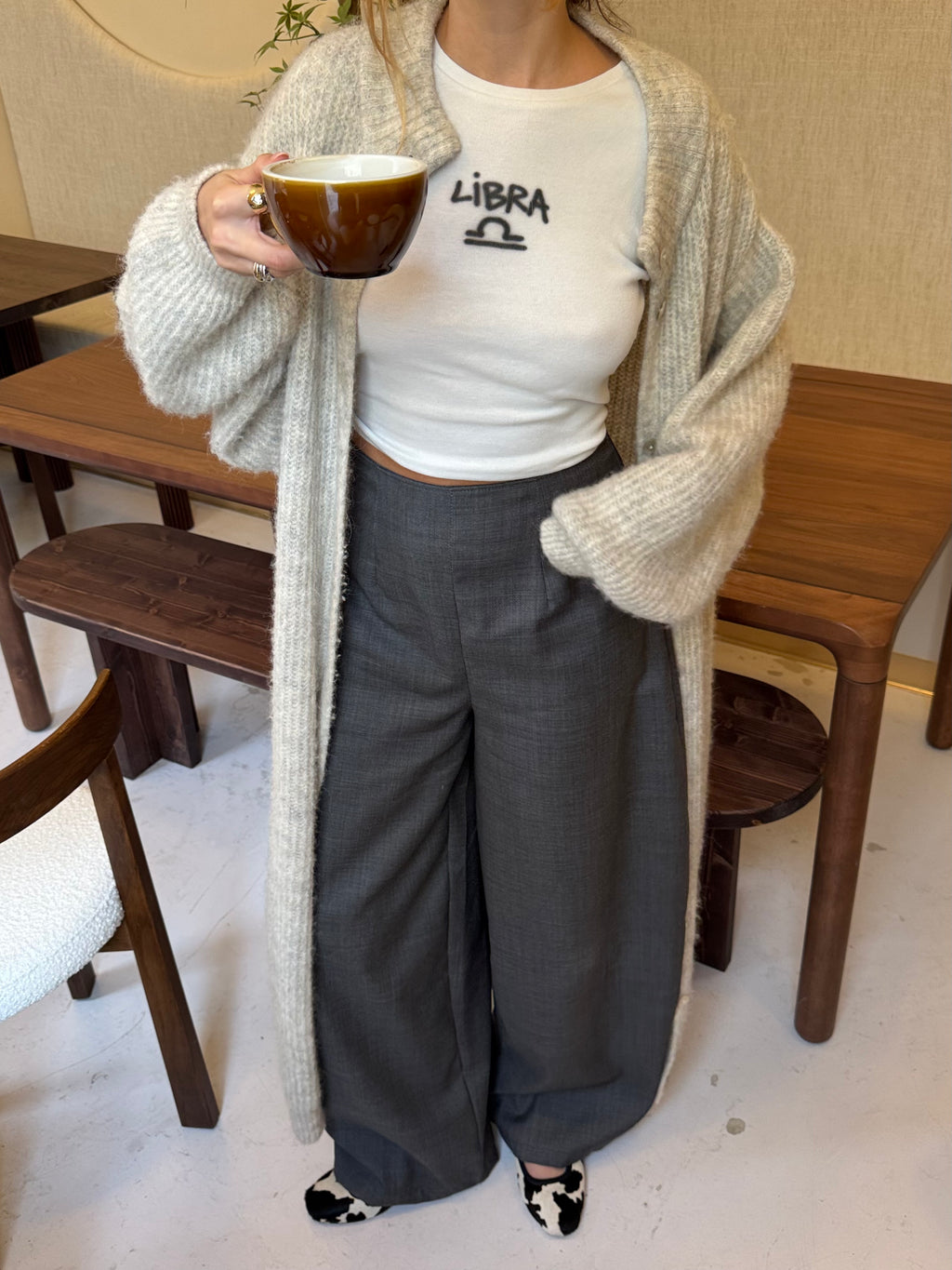 Pantalon laine fine grise