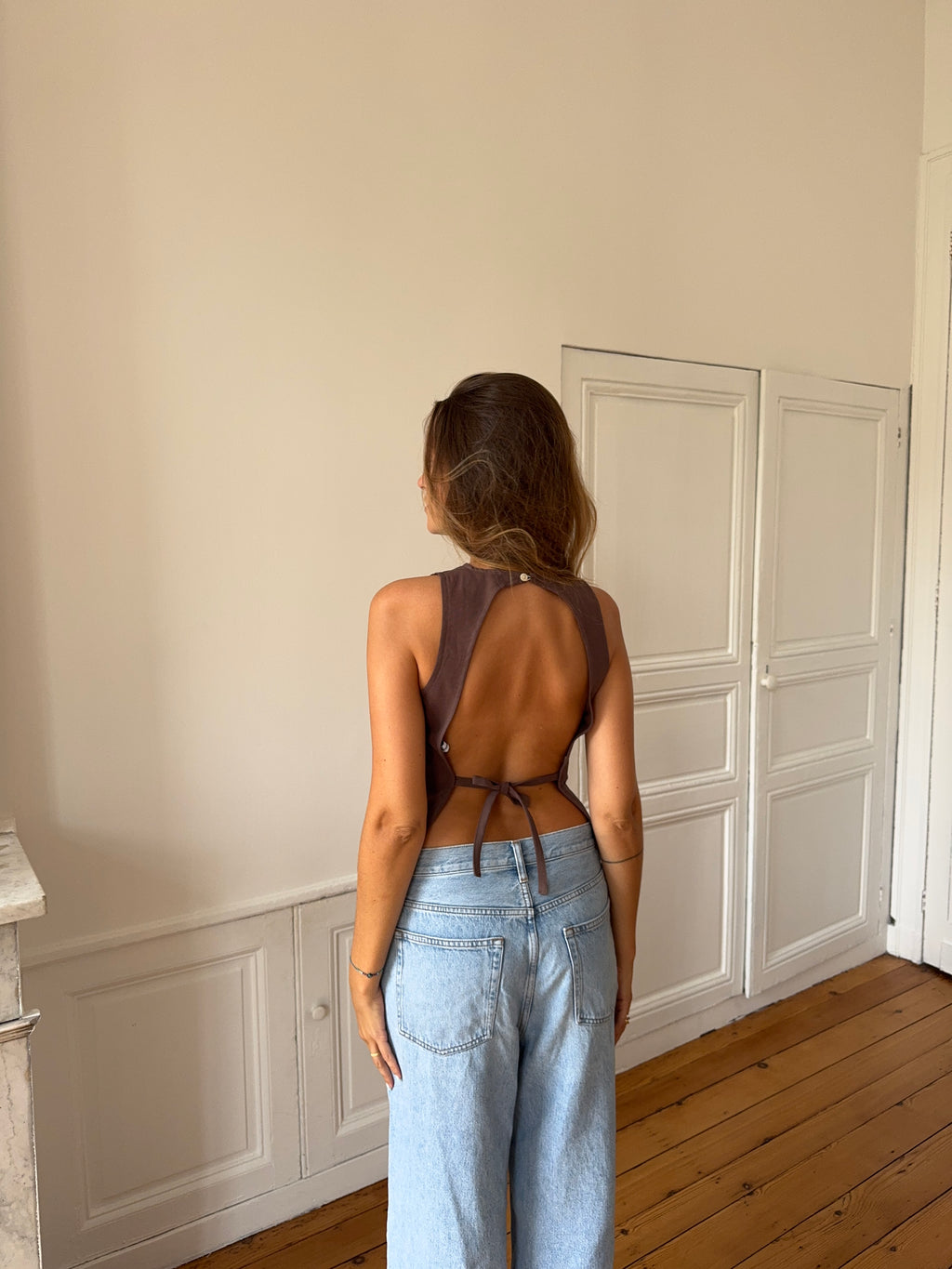Top dos nu upcyclé marron - XS