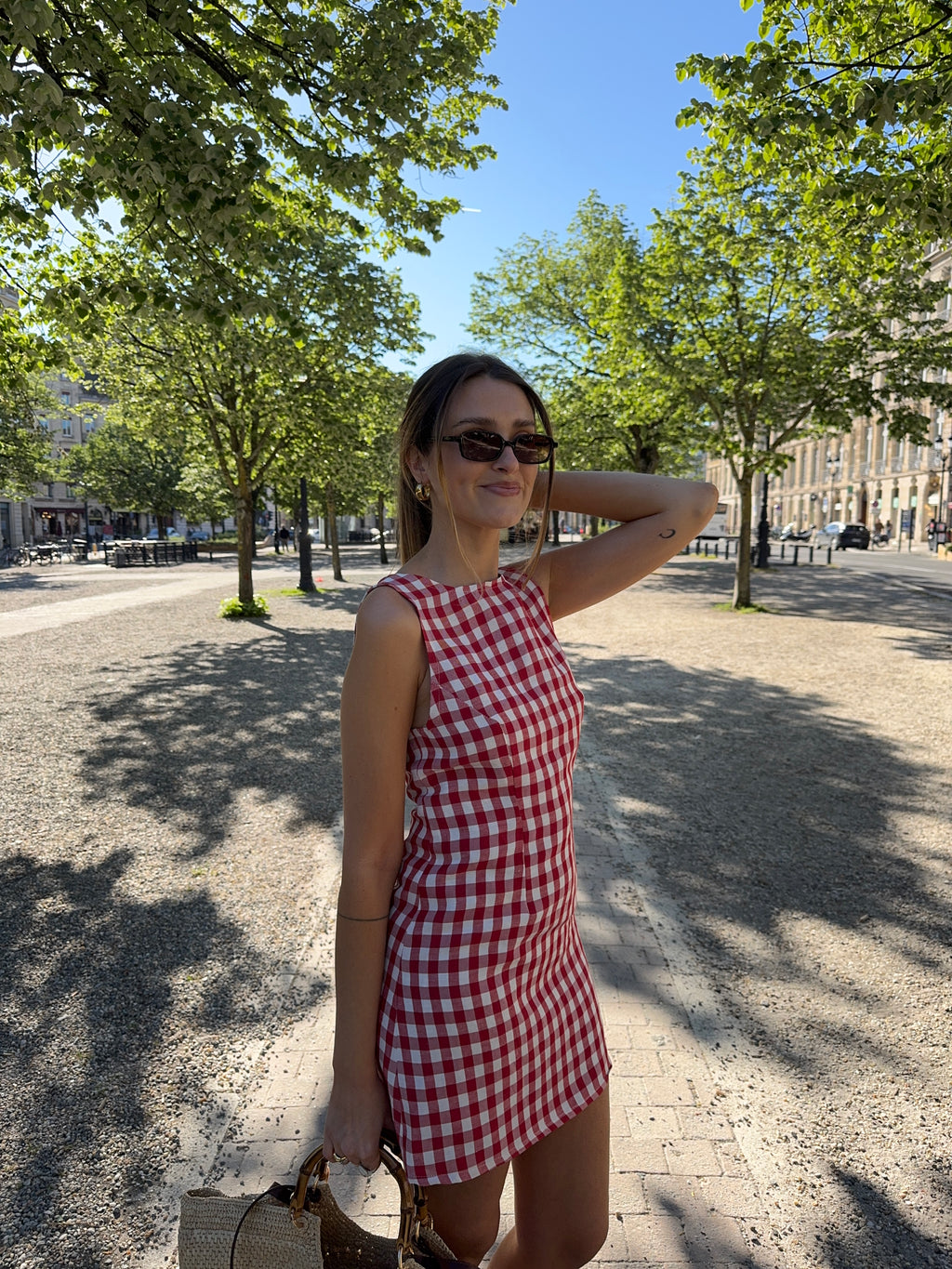 Robe dos nu vichy rouge