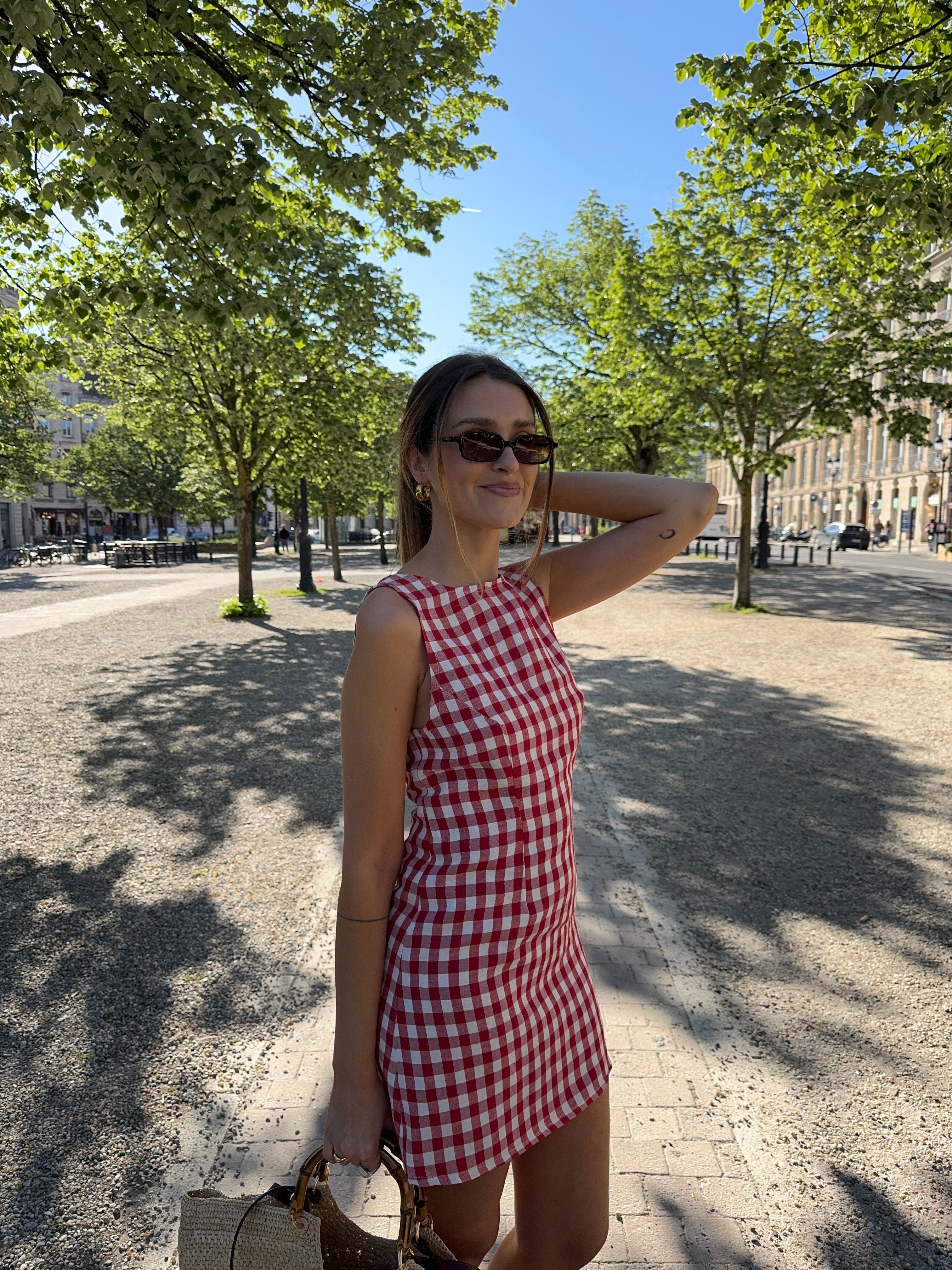 Robe dos nu vichy rouge
