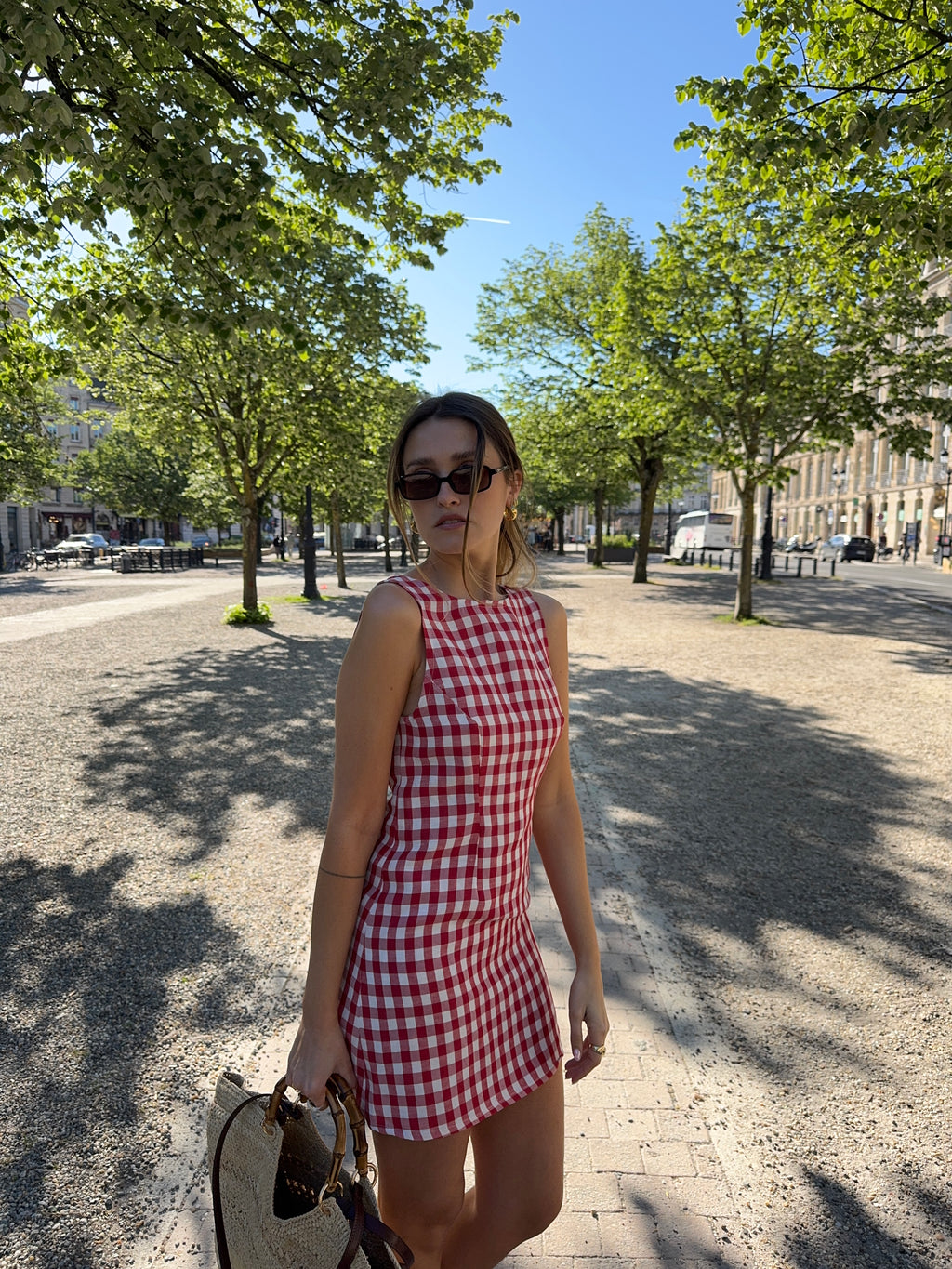 Robe dos nu vichy rouge