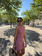 Robe dos nu vichy rouge
