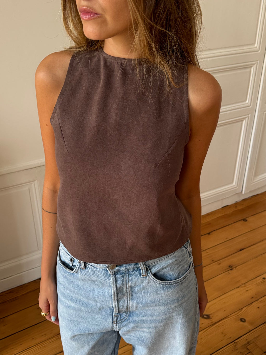 Top dos nu upcyclé marron - XS