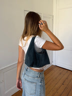 Sac upcyclé denim et perles