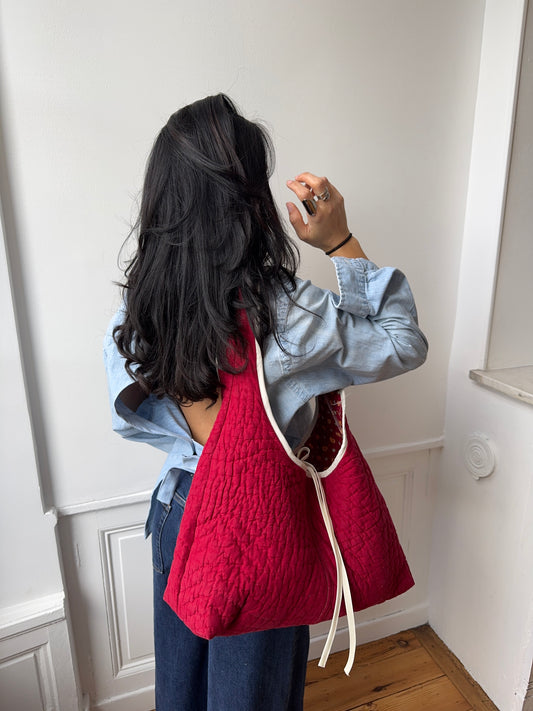 Sac upcyclé matelassé rouge