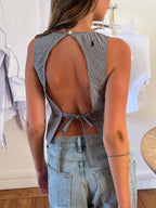 Top dos nu upcyclé vichy - M