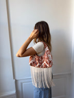 Sac upcyclé à motifs et franges