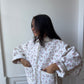 Veste upcyclée matelassée blanche fleurie