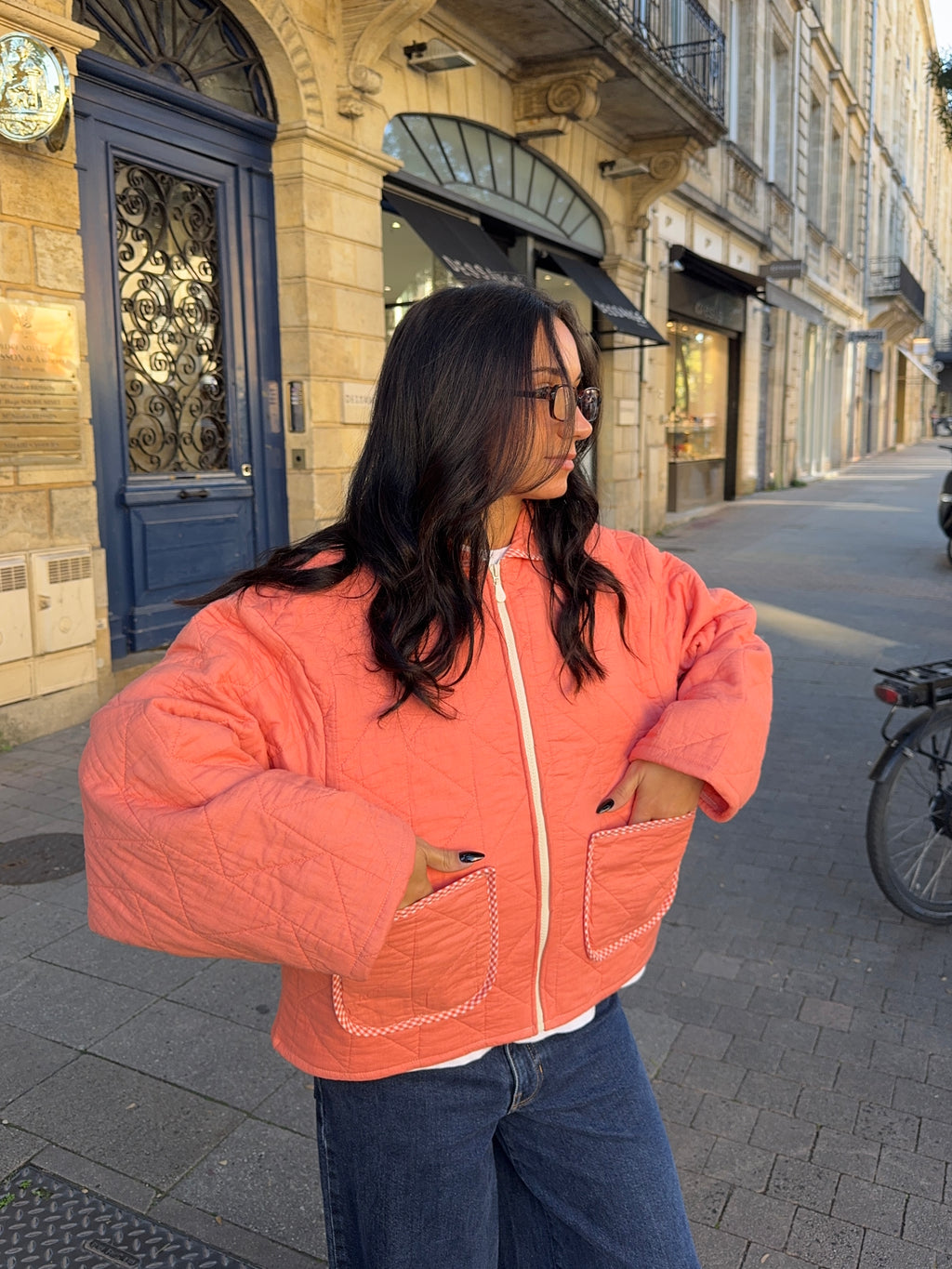 Veste upcyclée matelassée orange