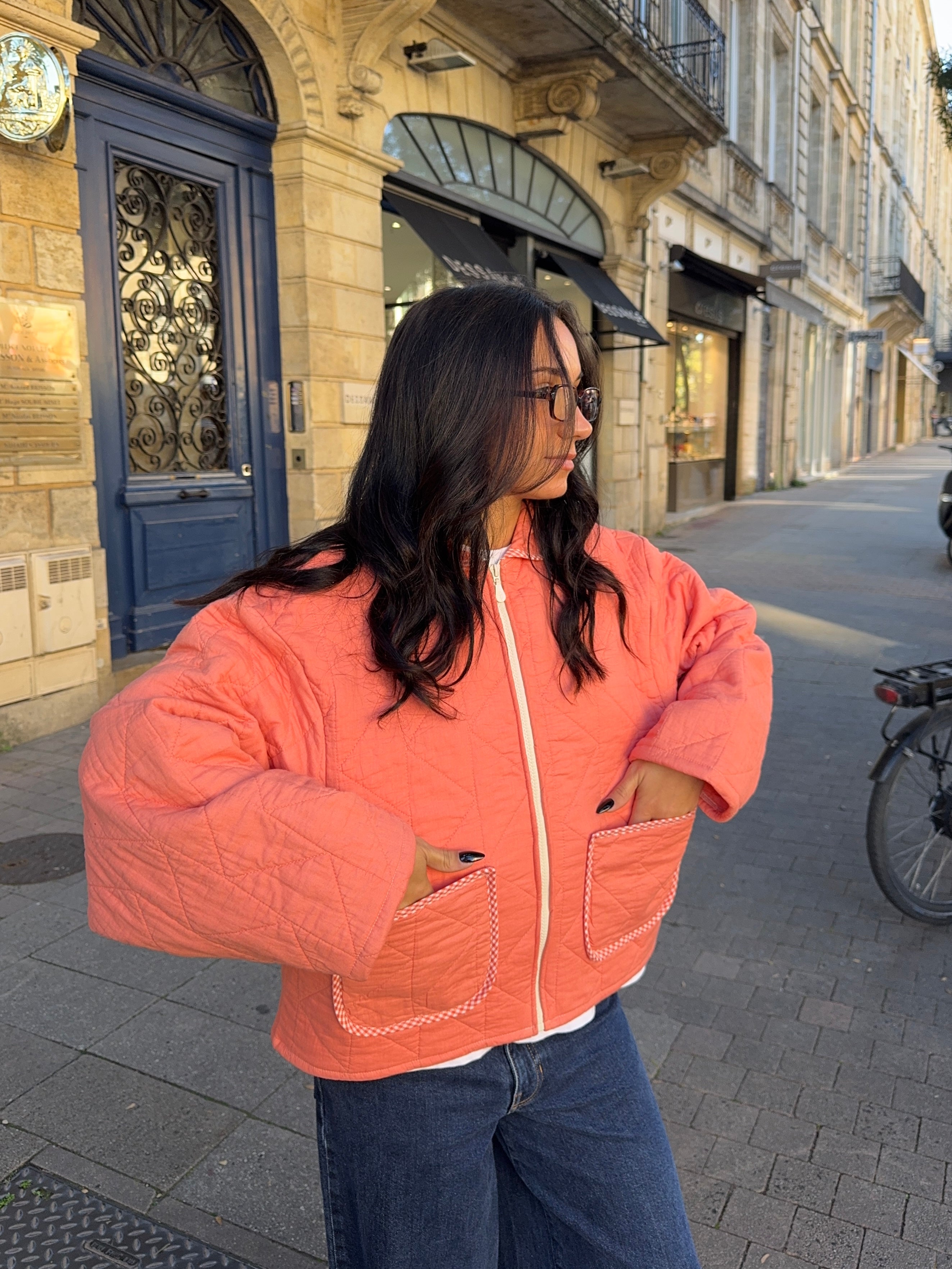 Veste upcyclée matelassée orange