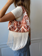Sac upcyclé à motifs et franges