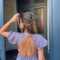Robe manches ballon vichy bordeaux