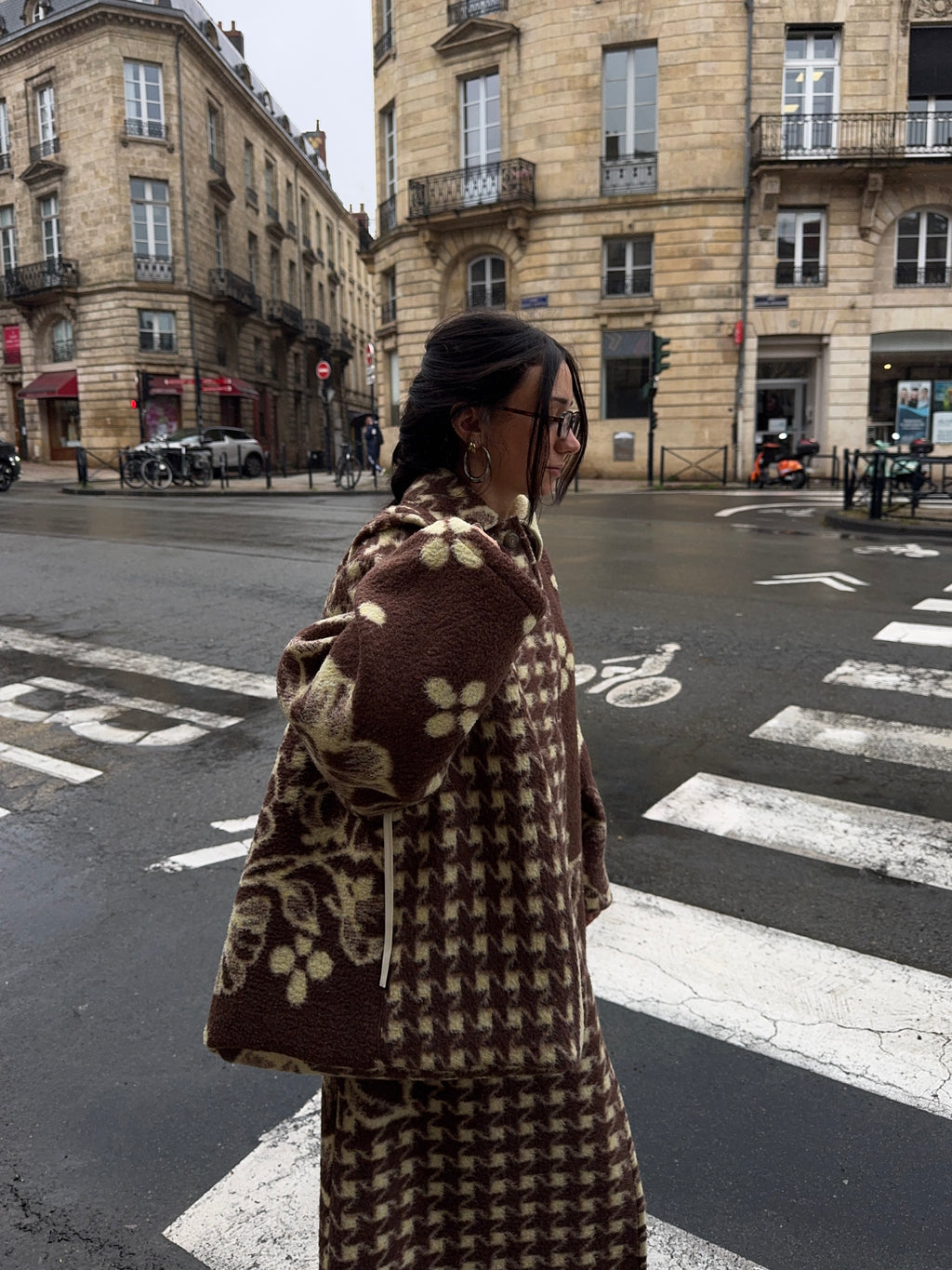 Sac upcyclé laine à motifs vintage - grand