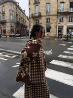 Sac upcyclé laine à motifs vintage - grand