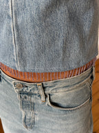 Top dos nu upcyclé denim et franges - XS