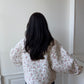 Veste upcyclée matelassée blanche fleurie